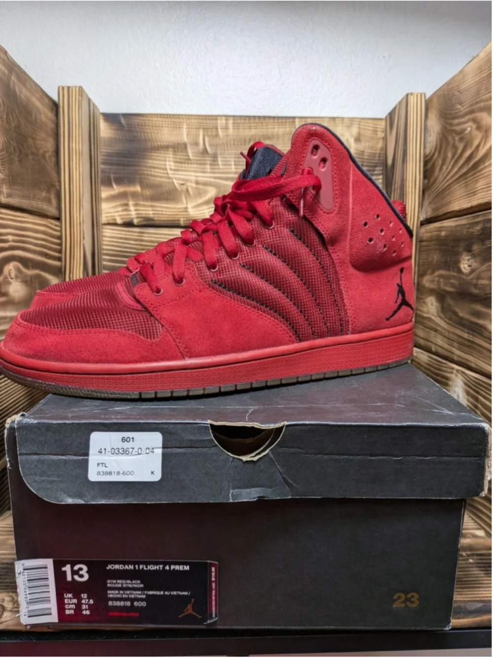 Jordan Air Jordan 1 Flight 4 Prem Shoes Mens Size 13 Red Sneakers 838818-600